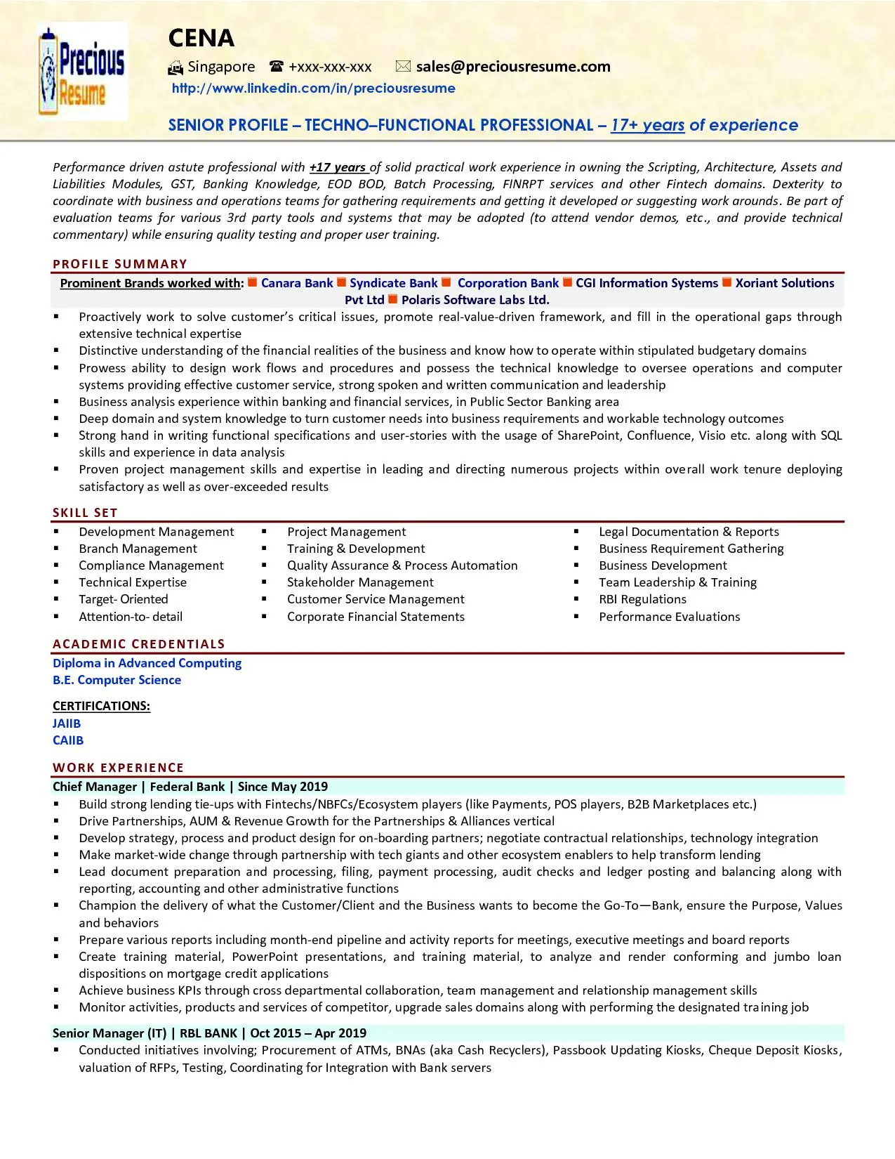 Textual Resume Sample