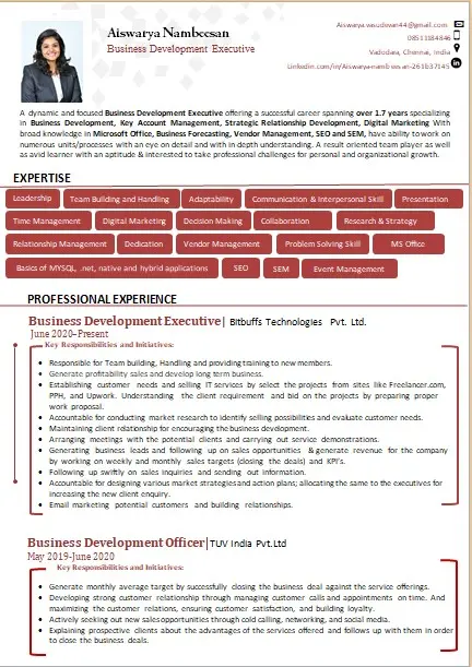 Textual Resume Sample
