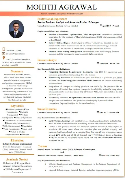 Textual Resume Sample