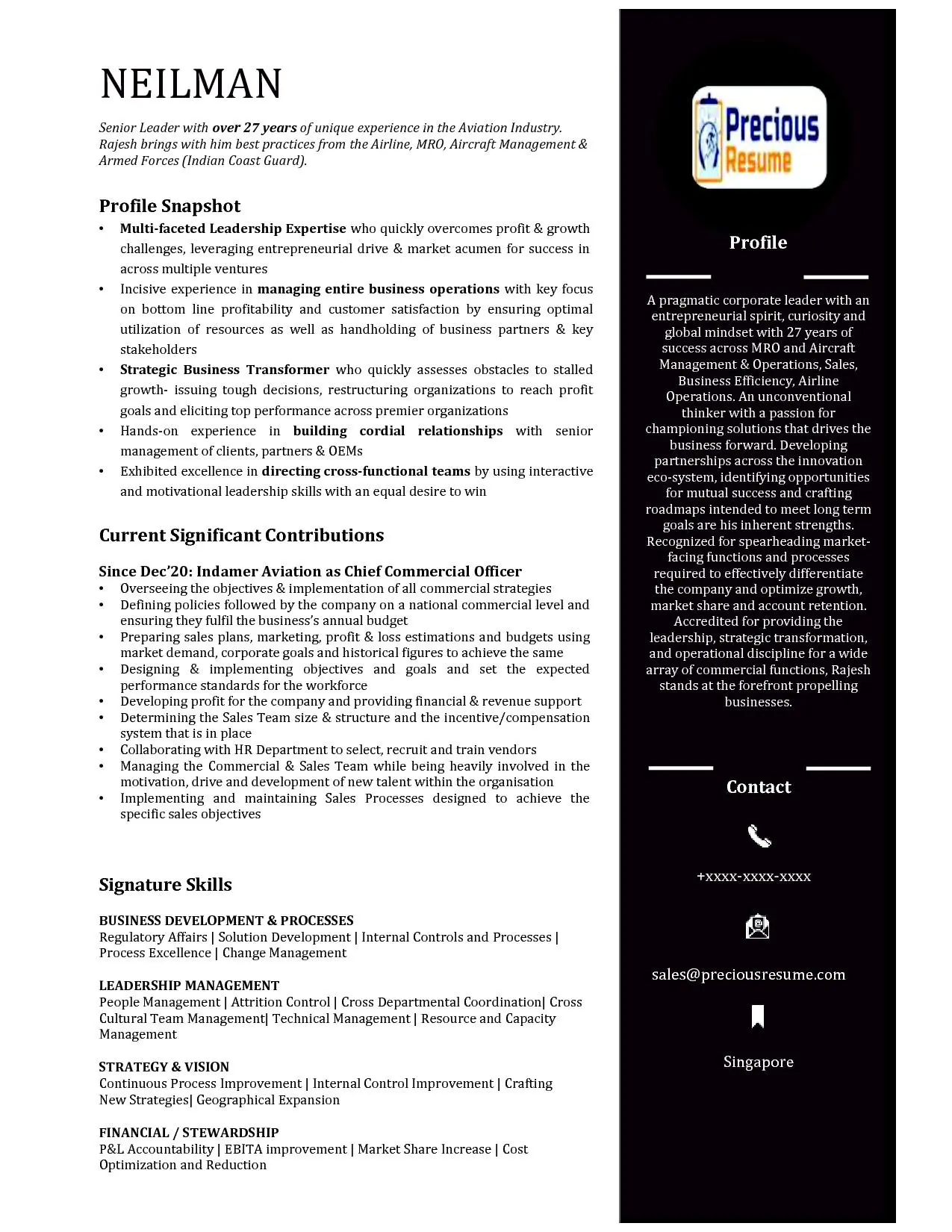 Textual Resume Sample